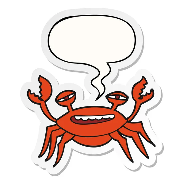 Cartoon crab and speech bubble sticker — Stock Vector