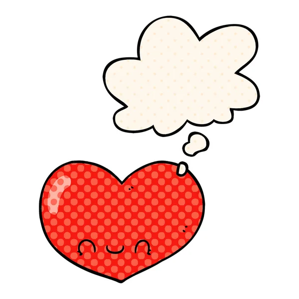 Tecknad kärlek hjärta karaktär och tankebubbla i serietidning St — Stock vektor