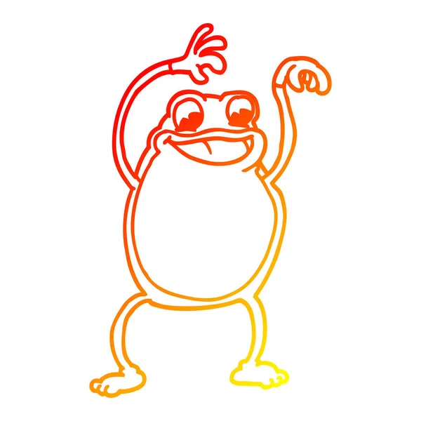 따뜻한 그라데이션 라인 그리기 만화 개구리 — 스톡 벡터