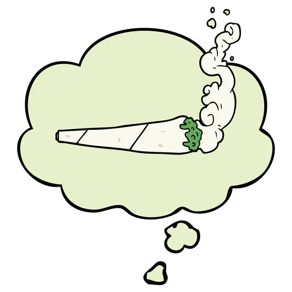 Marihuana de dibujos animados conjunta y burbuja pensamiento — Vector de stock