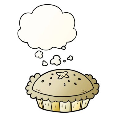 karikatür pasta ve pürüzsüz degrade tarzında düşünce balonu