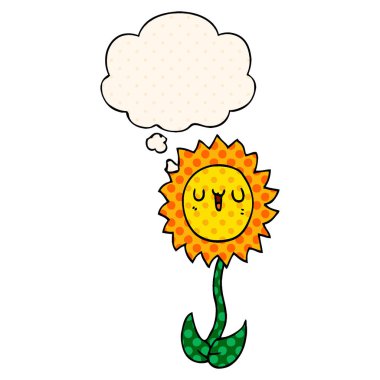 çizgi film çiçek ve çizgi roman tarzında düşünce balonu