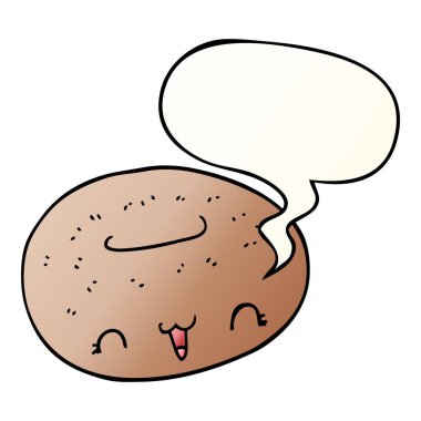 pürüzsüz degrade tarzında sevimli karikatür donut ve konuşma balonu