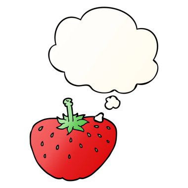 karikatür çilek ve pürüzsüz degrade tarzında düşünce balonu