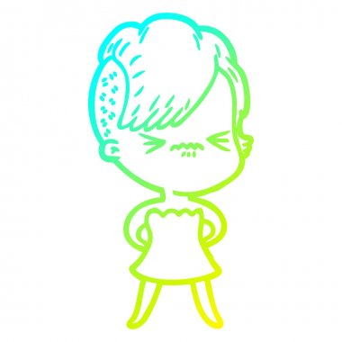 soğuk degrade çizgi çizim karikatür rahatsız hipster kız