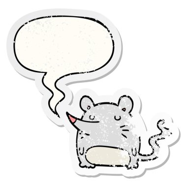 karikatür fare ve konuşma balonu sıkıntılı etiket