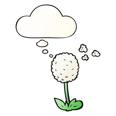 çizgi film çiçek ve pürüzsüz degrade tarzında düşünce balonu