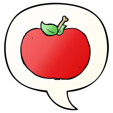 düz degrade tarzında karikatür elma ve konuşma balonu
