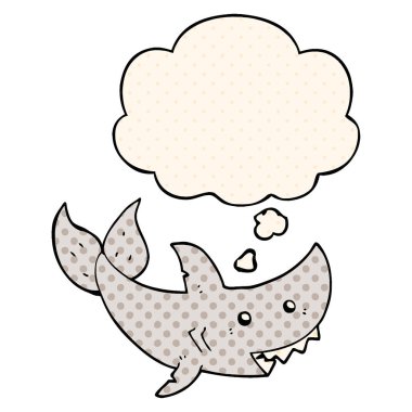 çizgi film köpekbalığı ve çizgi roman tarzında düşünce balonu