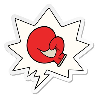 boks eldiven karikatür ve konuşma kabarcık etiket