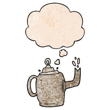 karikatür eski su ısıtıcısı ve grunge doku desen düşünce kabarcık 