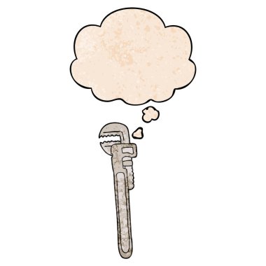 karikatür ayarlanabilir anahtarı ve grunge doku p düşünce balonu