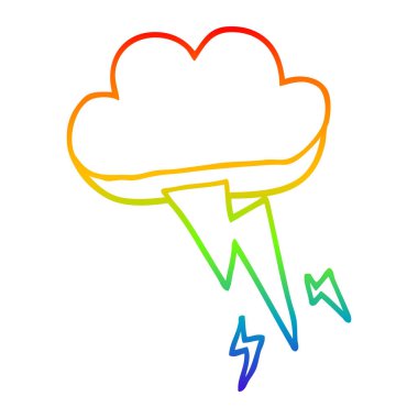 gökkuşağı degrade çizgi çizim karikatür thundercloud ve yıldırım