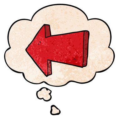 karikatür işaret ok ve grunge doku patt düşünce balonu