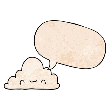 retro doku tarzında sevimli karikatür bulut ve konuşma balonu