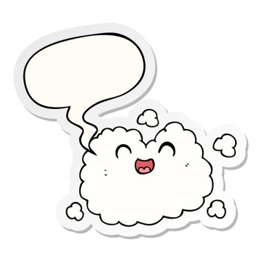 karikatür mutlu duman bulut ve konuşma kabarcık etiket