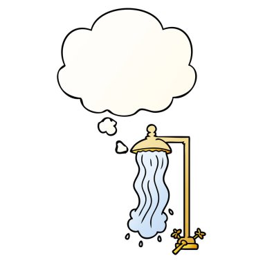 karikatür duş ve pürüzsüz degrade tarzında düşünce balonu
