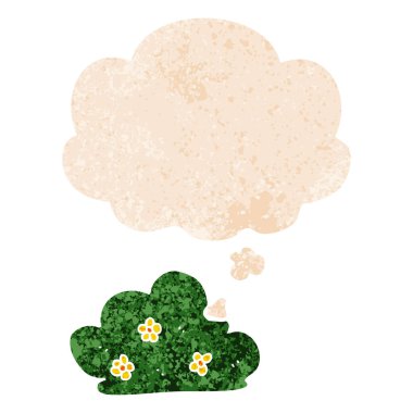 retro dokulu tarzda karikatür çit ve düşünce balonu