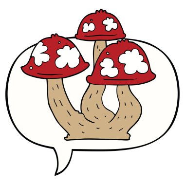 karikatür mantar ve konuşma balonu