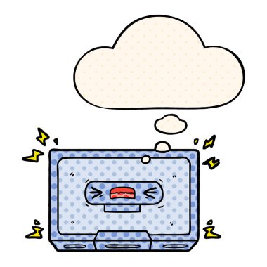 çizgi film kızgın eski kaset ve çizgi roman düşünce balonu