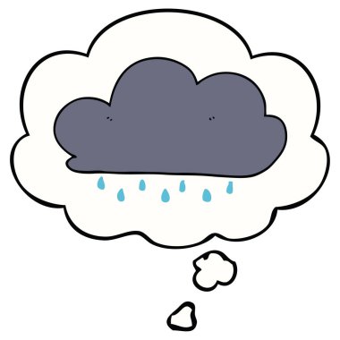 karikatür yağmur bulutu ve düşünce balonu