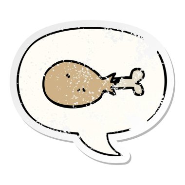 karikatür pişmiş tavuk bacak ve konuşma balonu sıkıntılı etiket