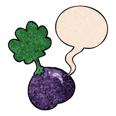 retro doku tarzında karikatür sebze ve konuşma balonu