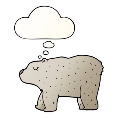 çizgi film ayısı ve pürüzsüz degrade tarzında düşünce balonu