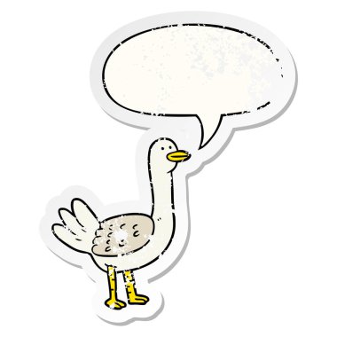 karikatür kuş ve konuşma balonu sıkıntılı etiket