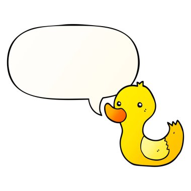 düzgün degrade tarzında karikatür ördek ve konuşma balonu