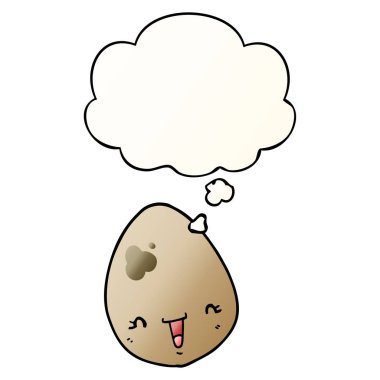 karikatür yumurta ve pürüzsüz degrade tarzında düşünce balonu
