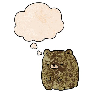 karikatür üzgün ayı ve grunge doku desen st düşünce balonu
