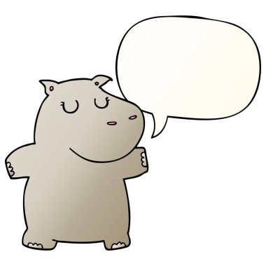 karikatür su aygırı ve konuşma balonu pürüzsüz degrade tarzında