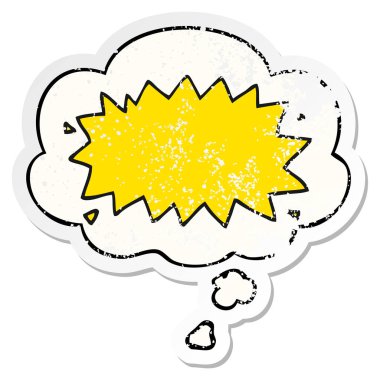 karikatür patlama sembolü ve sıkıntılı yıpranmış olarak kabarcık düşünce