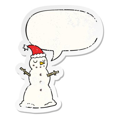 karikatür noel kardan adam ve konuşma balonu sıkıntılı etiket