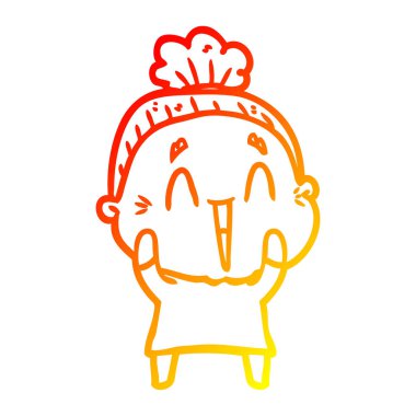 sıcak degrade çizgi çizim karikatür mutlu yaşlı bayan