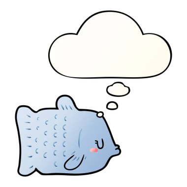 çizgi film balık ve pürüzsüz degrade tarzında düşünce balonu