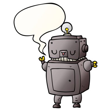 çizgi film robotu ve konuşma balonu pürüzsüz degrade tarzında