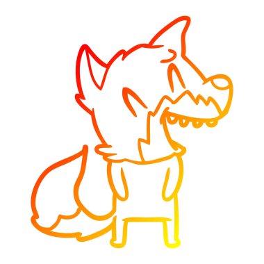 sıcak degrade çizgi çizim gülen tilki karikatür