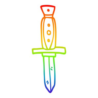 gökkuşağı gradyan çizgi çizim karikatür dövme hançer sembolü