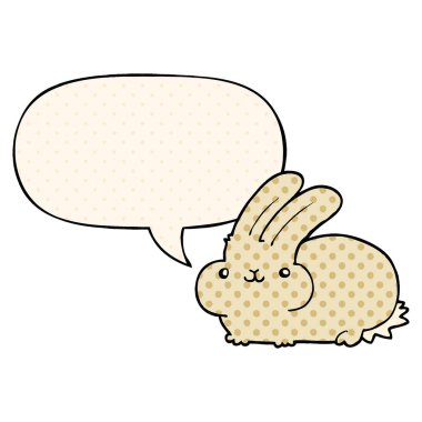çizgi roman tarzında karikatür tavşan ve konuşma balonu
