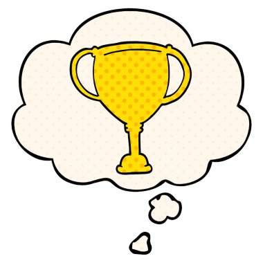 çizgi film spor kupa ve çizgi roman tarzında düşünce balonu