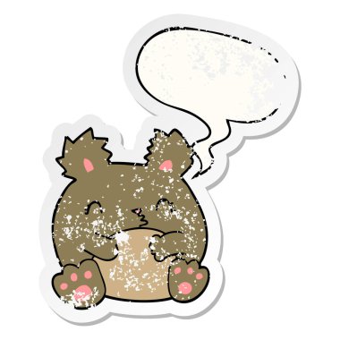 karikatür ayı ve konuşma balonu sıkıntılı etiket