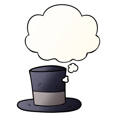 karikatür üst şapka ve pürüzsüz degrade tarzında düşünce balonu