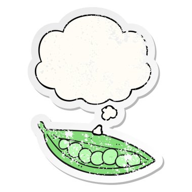 pod karikatür bezelye ve sıkıntılı yıpranmış stic olarak kabarcık düşünce