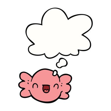 karikatür sarılmış şeker ve düşünce balonu