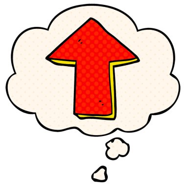 çizgi film işaret ok ve çizgi roman tarzında düşünce balonu