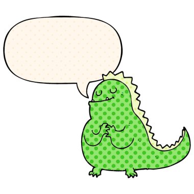çizgi film dinozor ve çizgi roman tarzında konuşma balonu