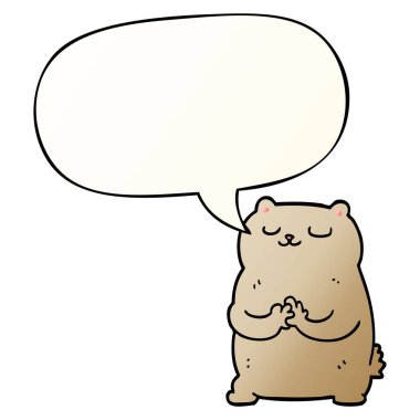 düzgün degrade tarzında karikatür ayı ve konuşma balonu