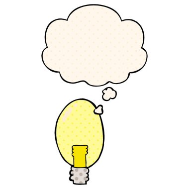 çizgi film elektrik ışığı ve çizgi roman tarzında düşünce balonu